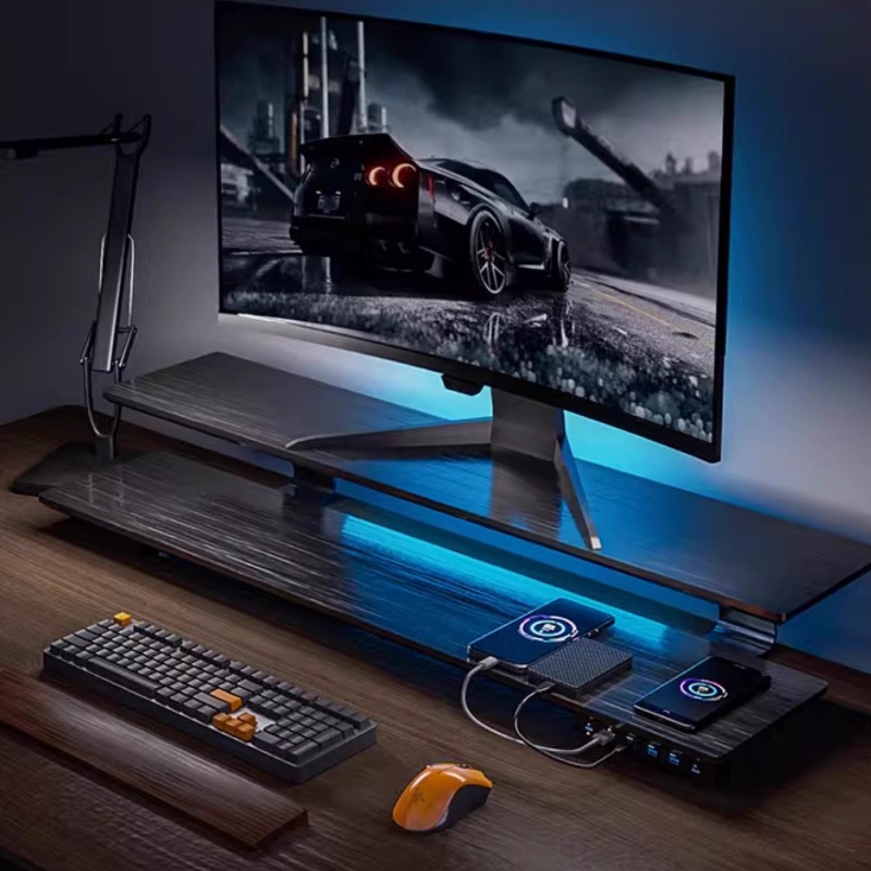Solid Wood Gaming Desk Top wit - Setup Desk Monitor avaliação e preço