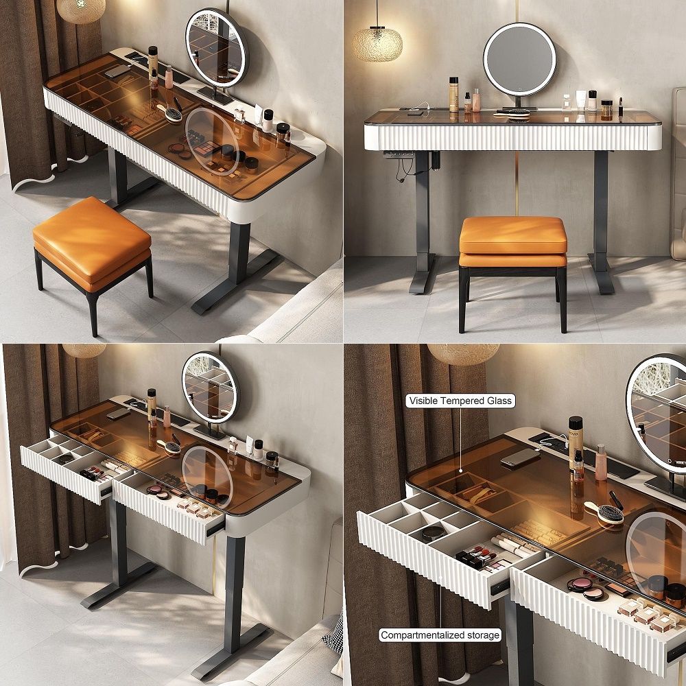 Vanity Table with Stool,Electr - Desk Vanity Setup avaliação e preço