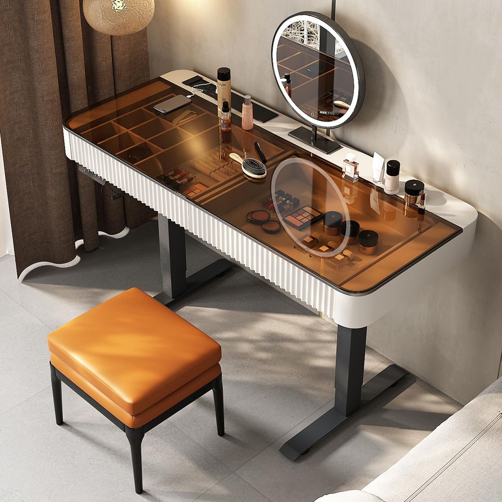 Vanity Table with Stool,Electr - Desk Vanity Setup avaliação e preço