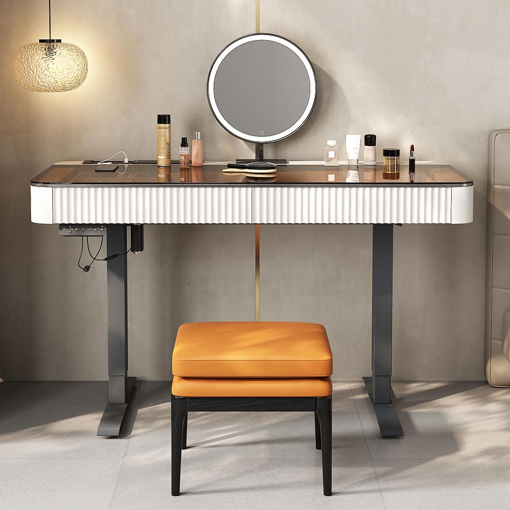 Vanity Table with Stool,Electr - Desk Vanity Setup avaliação e preço