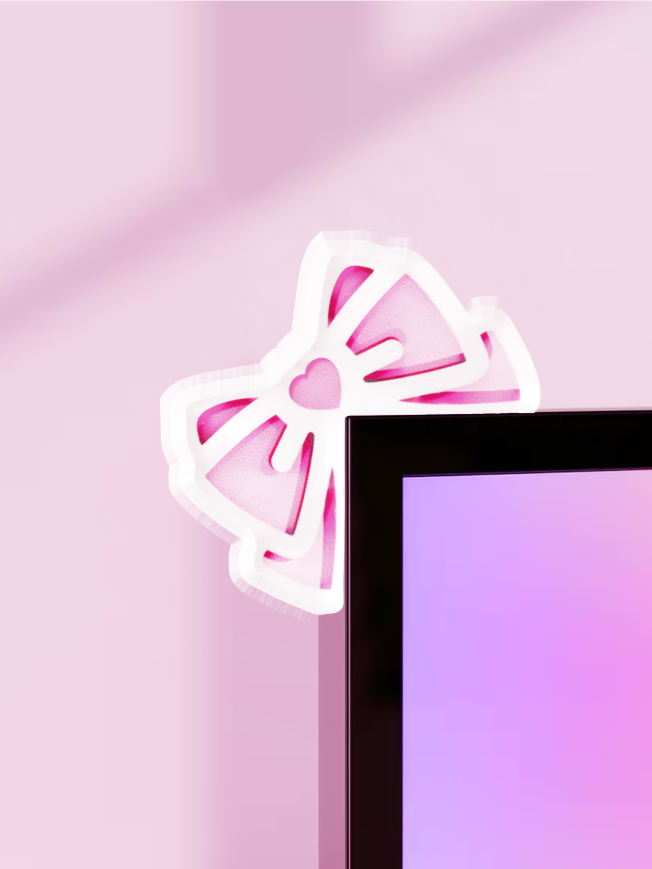 Kawaii Bow Monitor Decor Pink  - Gaming Setup Desk avaliação e preço