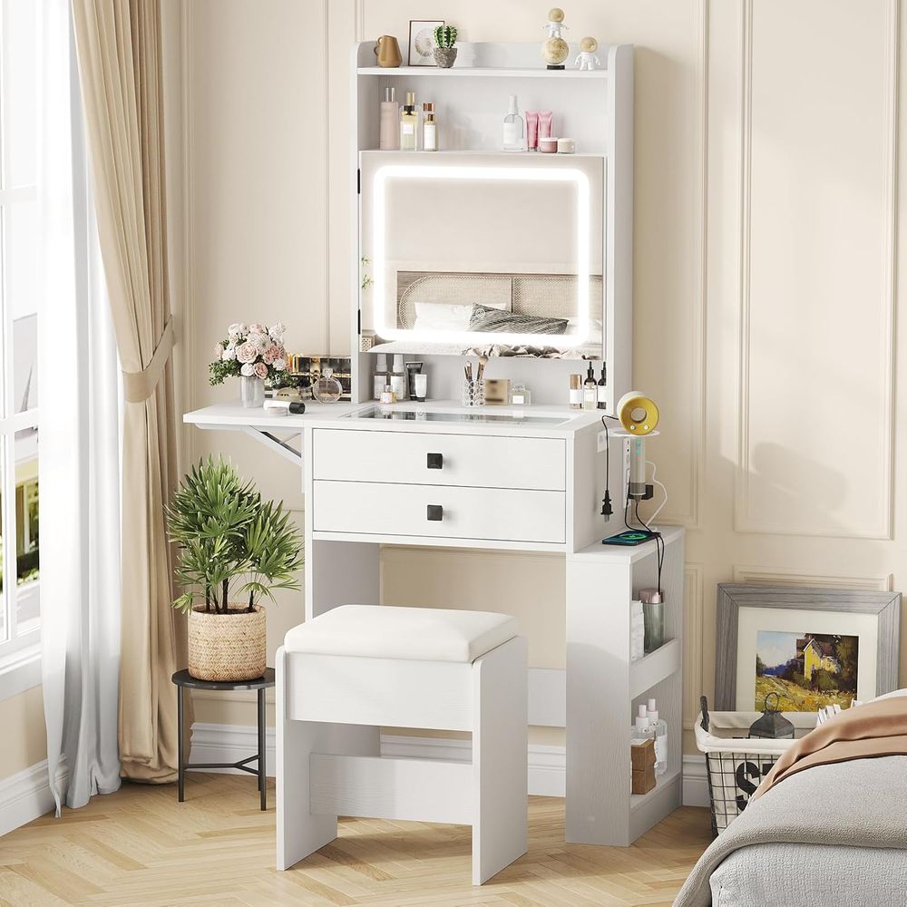 Vabches Small Makeup Vanity De - Desk Vanity Setup avaliação e preço