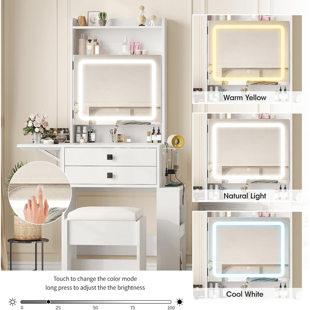 Vabches Small Makeup Vanity De - Desk Vanity Setup avaliação e preço