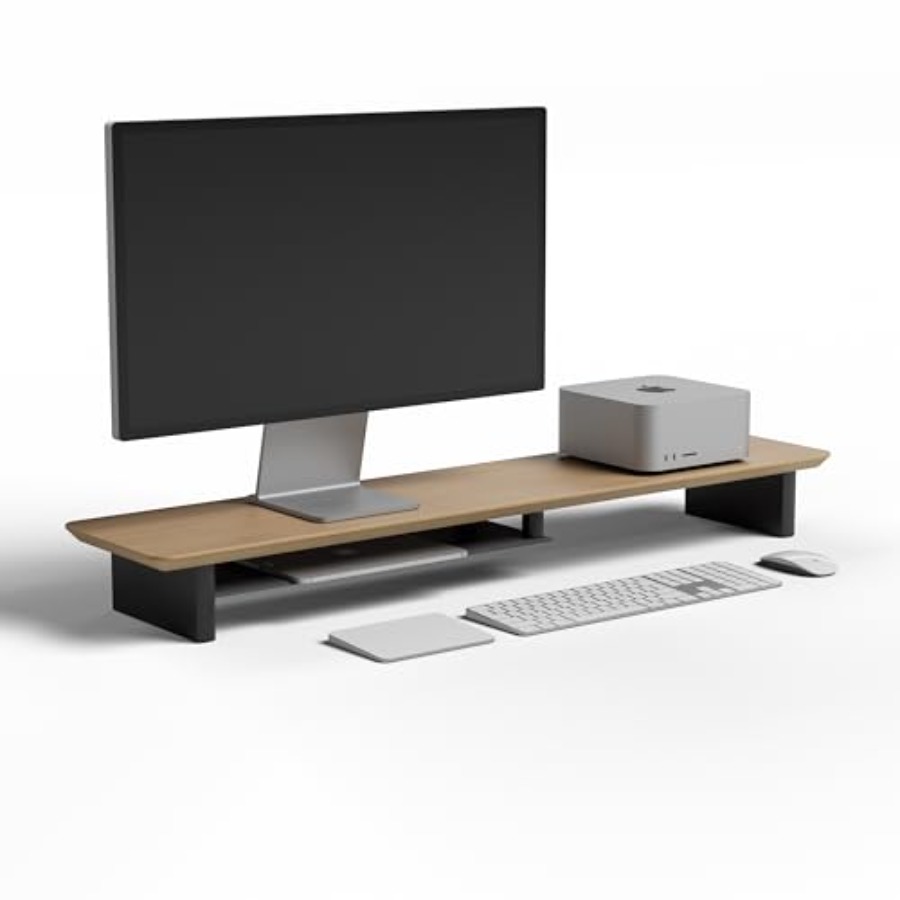 White Oak Dual-Tier Ergonomic  - Desk Setup Dual Monitor avaliação e preço