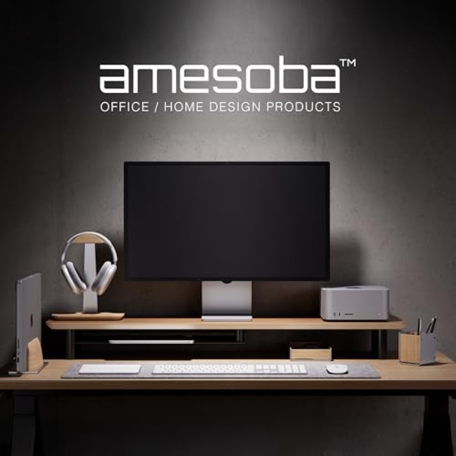 White Oak Dual-Tier Ergonomic  - Desk Setup Dual Monitor avaliação e preço