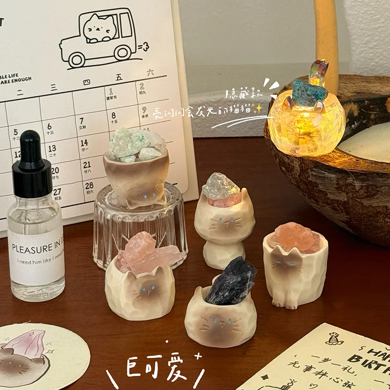 Cute Cat Theme Blind Box Cryst - Desk Setup Essentials avaliação e preço